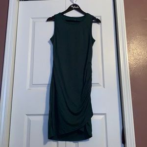 Ruched green casual dress